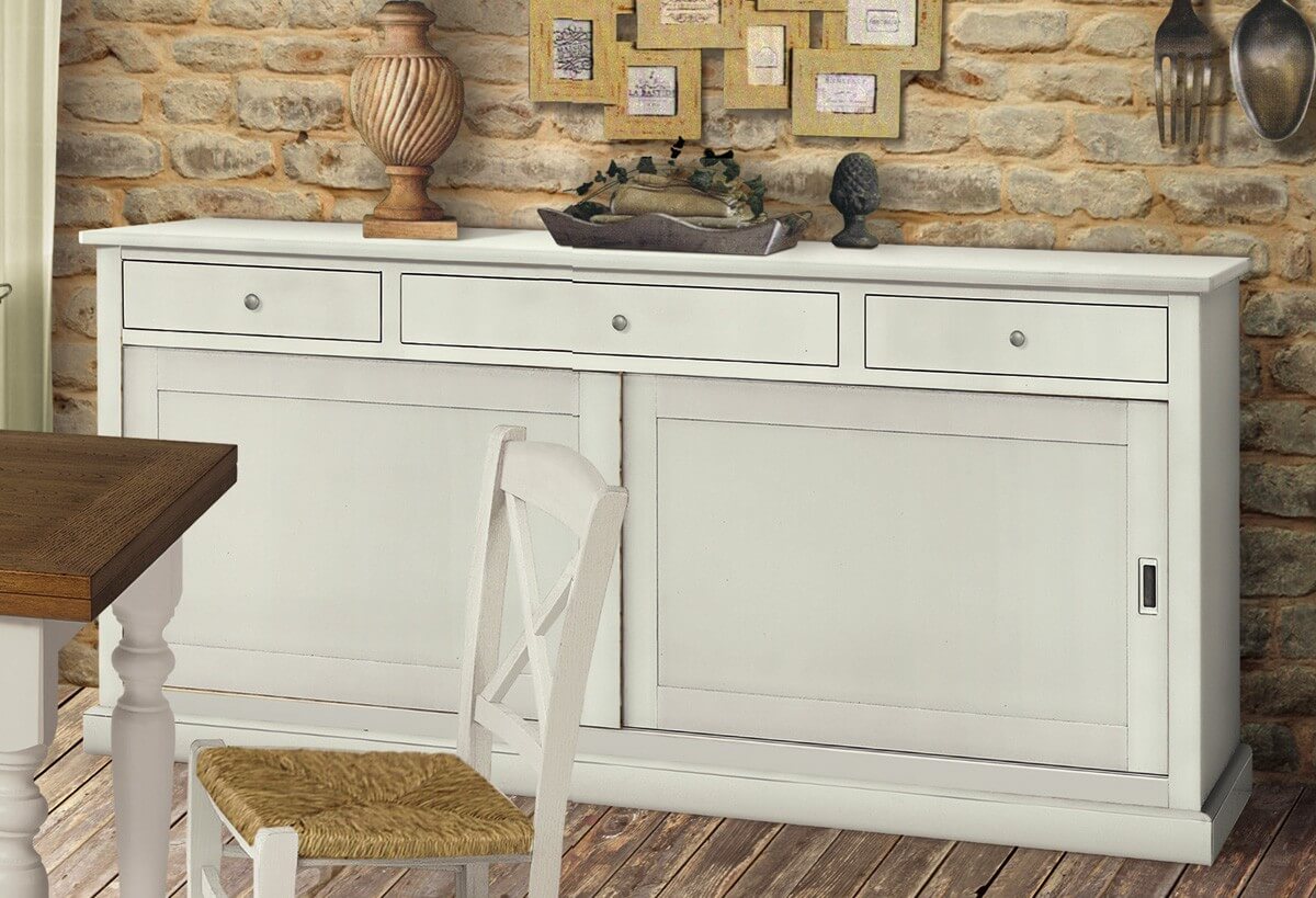 Credenza Legno 2 Ante Scorrevoli 3 Cassetti